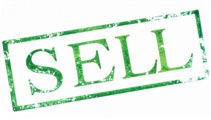 The Green Stamp of SELL: A bold, verdant stamp, imprinted with the impactful word SELL, symbolizes the essence of commerce, urging action and opportunity.