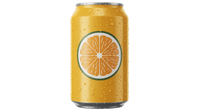 Quench your thirst with a refreshing orange soda in a sleek, vibrant can perfect for summer enjoyment