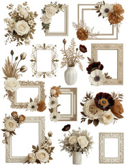Vintage Floral Collage with Ornate Frames