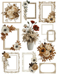Vintage Floral Collage with Ornate Frames