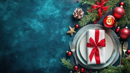 Cutlery set of plate,fork,spoon, knife,Table setting,top view,Vector hand drawn illustrations type of christmas dinner table,isolated illustration on white background,holiday greeting design.