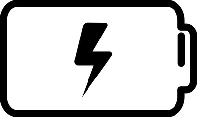 Battery Charging Icon with Lightning Bolt — Flat Line Vector