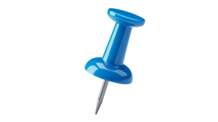 Vibrant blue push pin standing ready for crucial organization, perfect for project planning and tracking progress