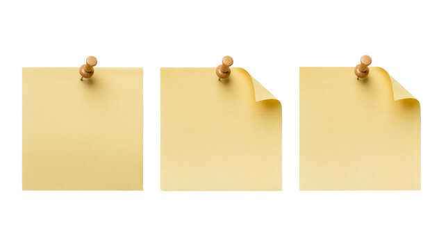 Three blank sticky notes pinned for reminders, planning or brainstorming in a professional setting
