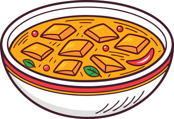 Cooked Fish Curry Illustration Set. Fish Curry Food Art Collection. Traditional Fish Curry Icon Set. Spicy Fish Curry Meal Graphics. Asian Fish Curry Dish Illustrations. Seafood Curry Cooking Elements