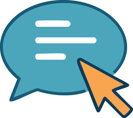 Chat bubble with cursor icon representing communication and online messaging, perfect for representing digital conversations and interaction