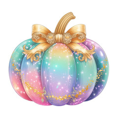 Pastel Pumpkin with Golden Baroque Bow