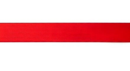 Horizontal Red Ribbon Strip Isolated on White Background