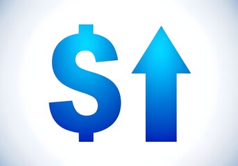 Dollar Sign with Large Upward Trending Blue Arrow
