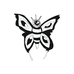 Spooky Vector Sticker of cool moth tatto