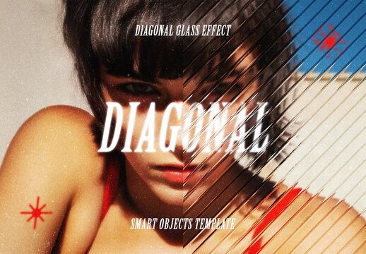 Diagonal Glass Photo Effect Mockup