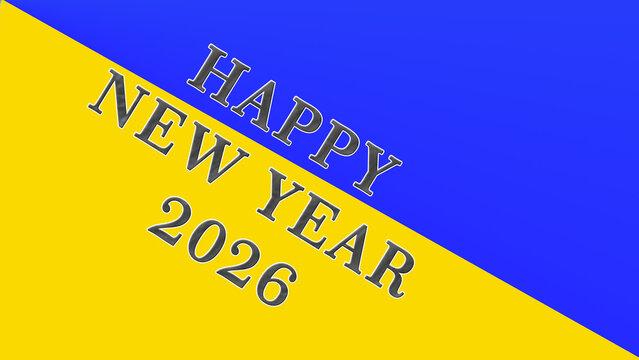 Cheerful happy new year 2026 greeting card with blue and yellow background for festive celebrations and joyful wishes - Powered by Adobe