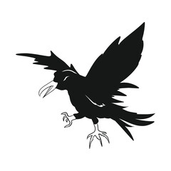 Spooky Vector Sticker of black raven