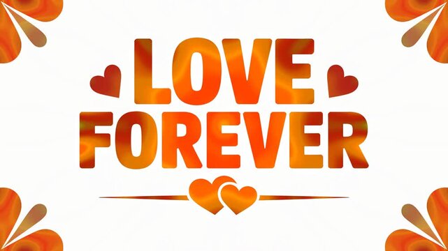 Vivid tunnel video loop displaying the message love forever with warm colors and heart shapes ideal for screensaver use
