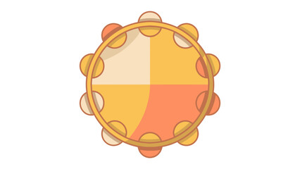 Tambourine: A colorful tambourine, designed to create rhythmic sounds and add lively vibes to any song, lies centered on an empty space, waiting to be played.