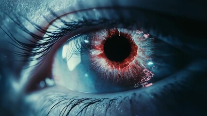 Human eye with digital overlay and data streams - Powered by Adobe