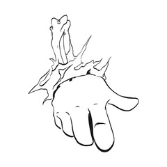 Spooky Vector Sticker of hand and bones