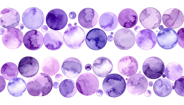 Watercolor purple spheres in rows, black background. Beads-like effect - Powered by Adobe