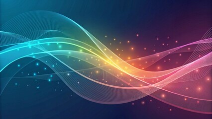 Colorful glowing waves with sparkling lights abstract background