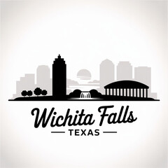 Fototapeta premium ‎Wichita Falls Skyline Silhouette — A North Texas City Known for Its Waterfall and Historic Charm Vector Illustration