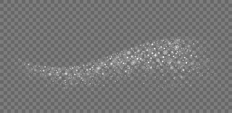 Frozen winter wave with many snowflakes, flakes and snow swirl
