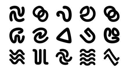 Unique hand drawn glyphs or symbols collection for branding and graphic design elements