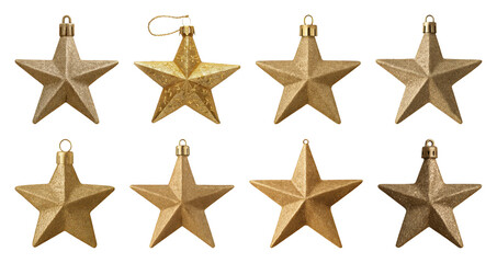 Obraz premium PNG Golden star Christmas ornaments, transparent background