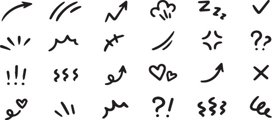 Hand Drawn Doodle Icons and Symbols Set | Arrows, Hearts, and Graphic Elements for Design and Decoration