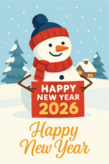 merry christmas card with snowman