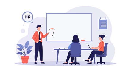 Obraz premium HR Training Presentation with Whiteboard