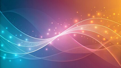 Glowing abstract waves with sparkling particles light