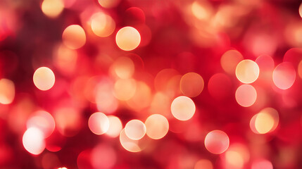 Obraz premium Red bokeh background with glowing light circles for romantic banner or celebration template