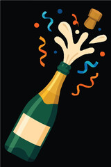 champagne bottle and glass