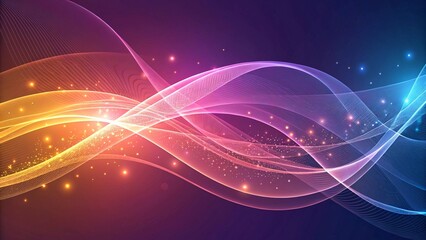 Glowing abstract waves with sparkling particles light