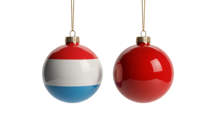 Festive Luxembourgish Holiday Cheer Two Ornament Set, Vibrant Red White and Blue, Celebrate the Season with Luxembourg Pride, Bright and Joyful Decorations