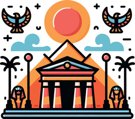  Ancient egypt logo icon vector white background .