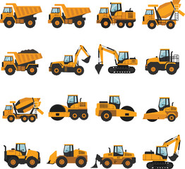 Construction and Industrial Machinery Icon Set