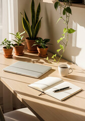 Fototapeta premium Cozy Minimalist Home Office Desk