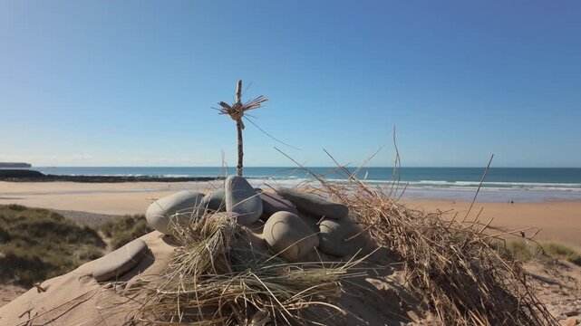 Fan created memorial marking the resting place of Dobby the house elf.