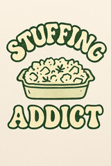 Stuffing Addict Vintage Retro Design for Thanksgiving & Holiday Food Lovers. Celebrate Your Obsession with Delicious Dressing and Comfort Food. Perfect for Culinary Enthusiasts & Foodies.