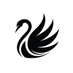 Graceful Swan Silhouette with Sweeping Wings