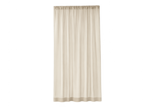 Beige fabric curtain hanging isolated on transparent background