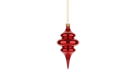 Stunning glossy red teardrop Christmas ornament with gold chain, perfect for festive holiday decorations and seasonal design projects.
