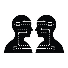 Human communication and information exchange icon in silhouette style