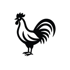 Elegant Monochrome Rooster Emblem Design