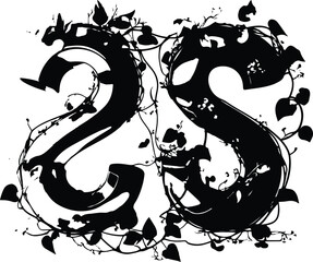 Bold 2026 typography with delicate vines entwined around each number” — contrast between structure and nature.