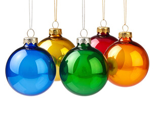 colorful christmas balls isolated on transparent background