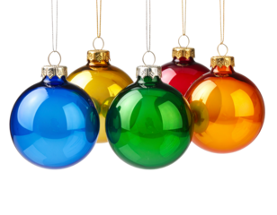 colorful christmas balls isolated on transparent background