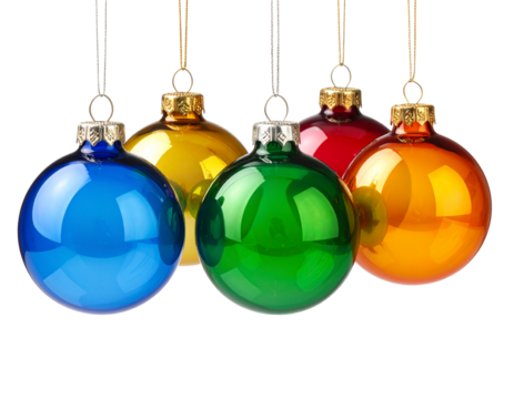 colorful christmas balls isolated on transparent background