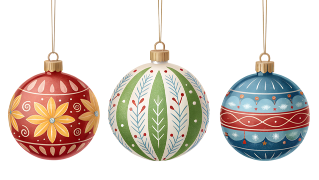 Set of christmas balls isolated on white background
